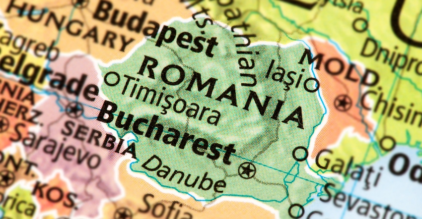 map focused on Romania