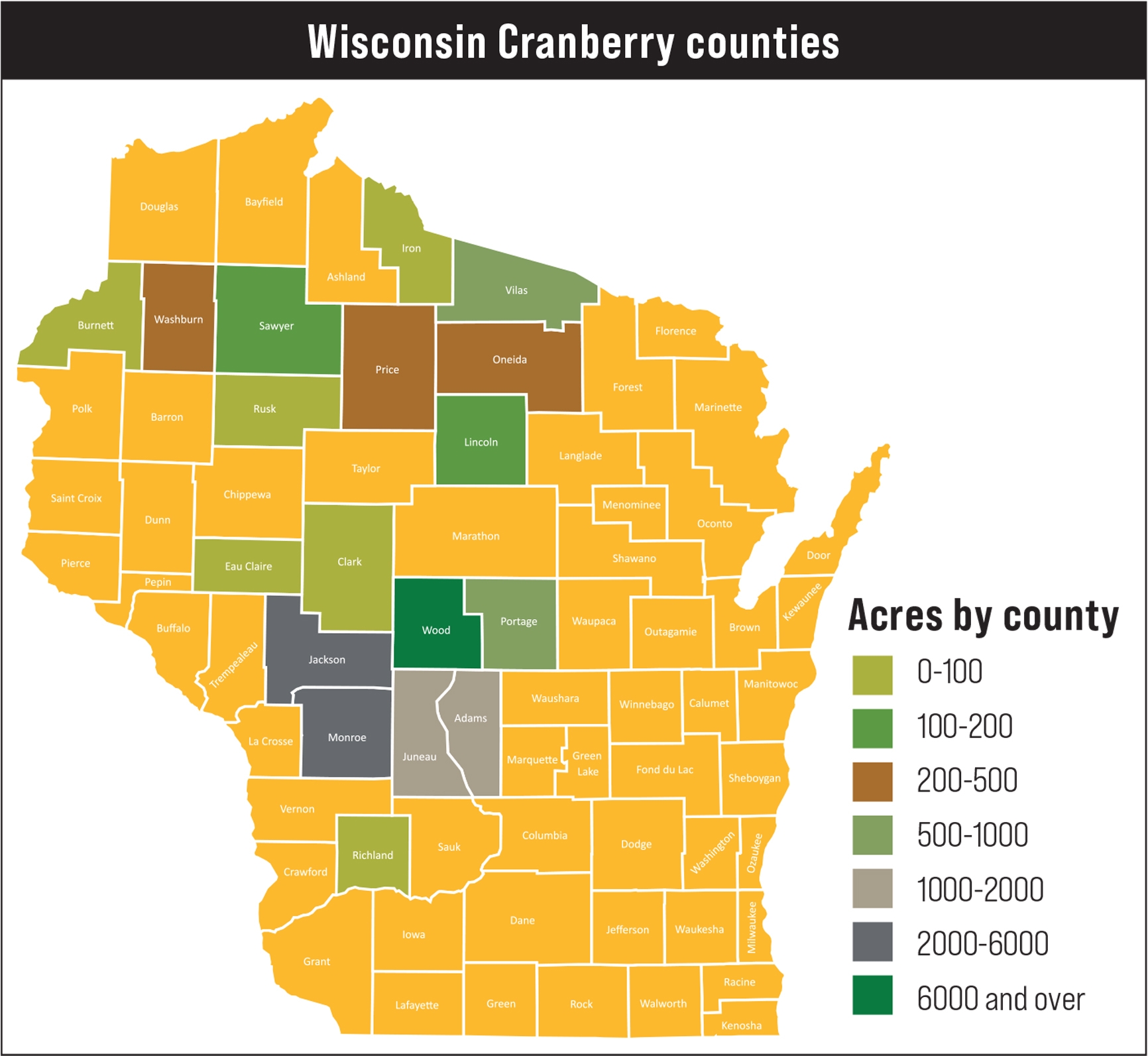 Wisconsin cranberry counties map