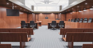 Interior view of a courtroom