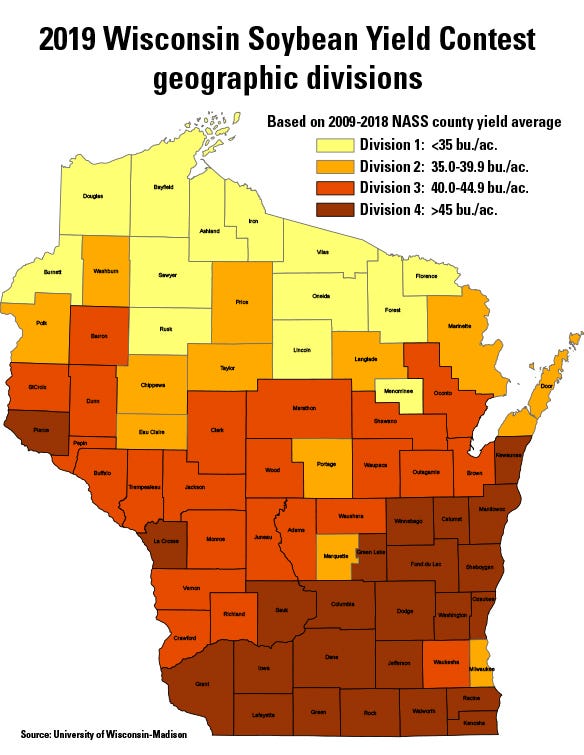 map Wisconsin soybean yield