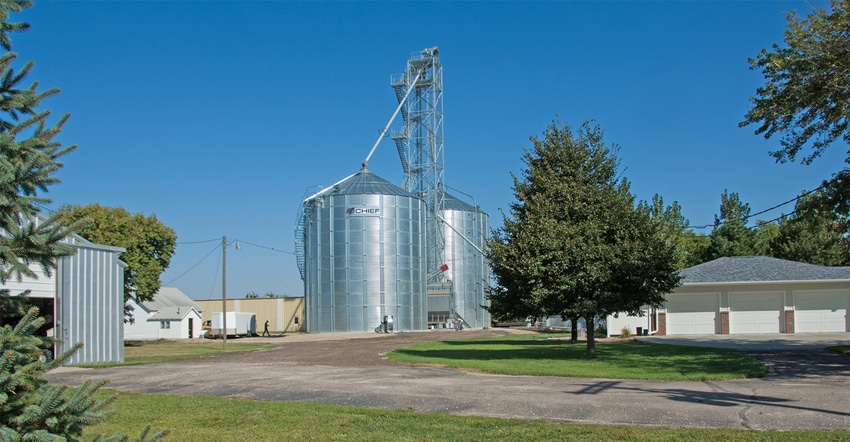 The grain bin system at Dave Utecht's farm.