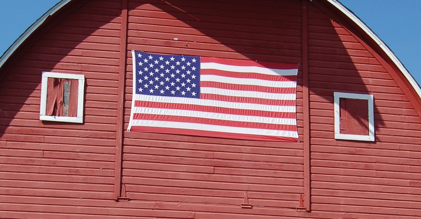 American flag painted on barn