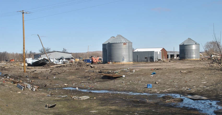 A farm near the Niobrara River at Niobrara, in shambles from floods of 2019 left farms and ranches all across Nebraska