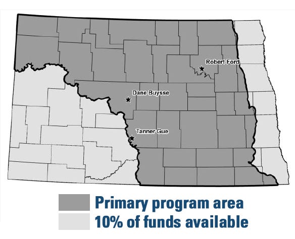 map of North Dakota Pothole Region