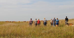 Participants in a recent pasture walk in the prairie pastures at Pat and Julie Steffen's farm 