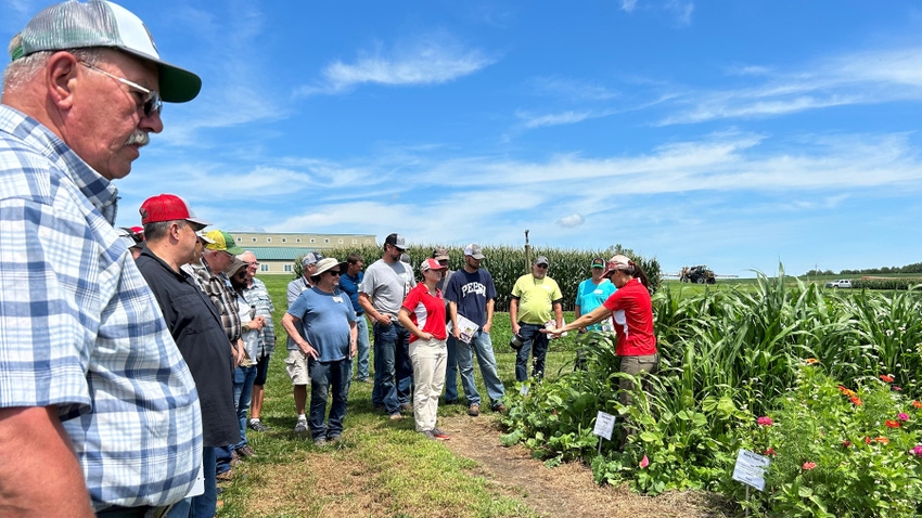 Attendees at soybean management field days