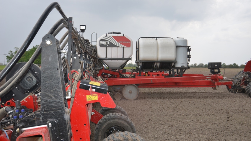 corn planter in field