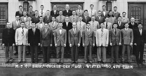 a 1950 b/w picture of students enrolled in the the Institute of Agricultural Technology in East Lansing 