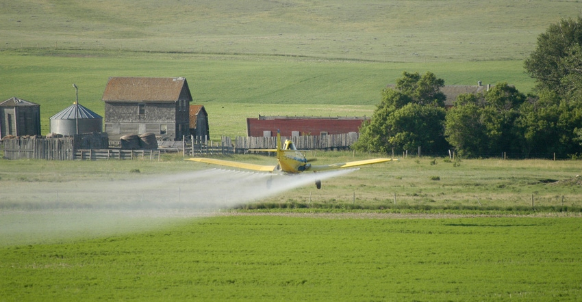 Aerial application over a field