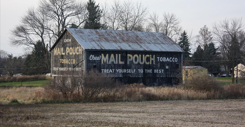 Mail Pouch Tobacco advertising on the side of a barn
