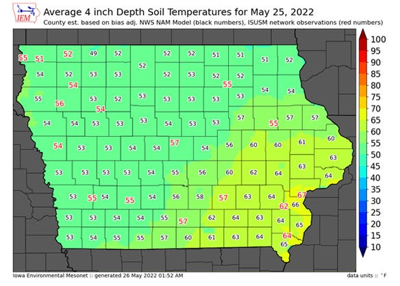 Iowa weather map available on the the Environmental Mesonet website