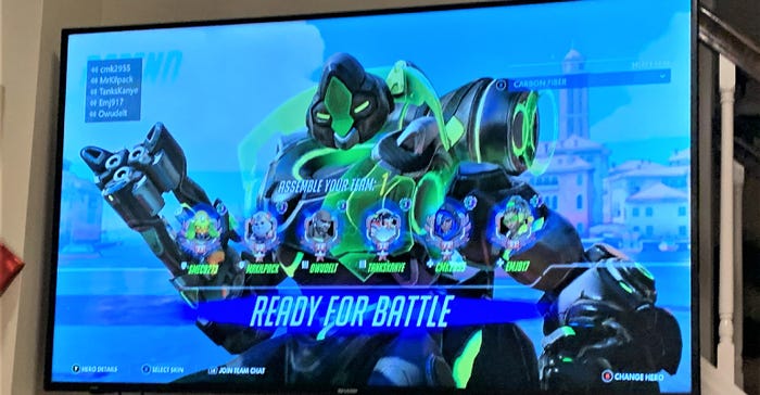 Overwatch video game on TV screen