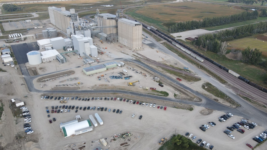 aerial view of green bison soybean plant in north dakota