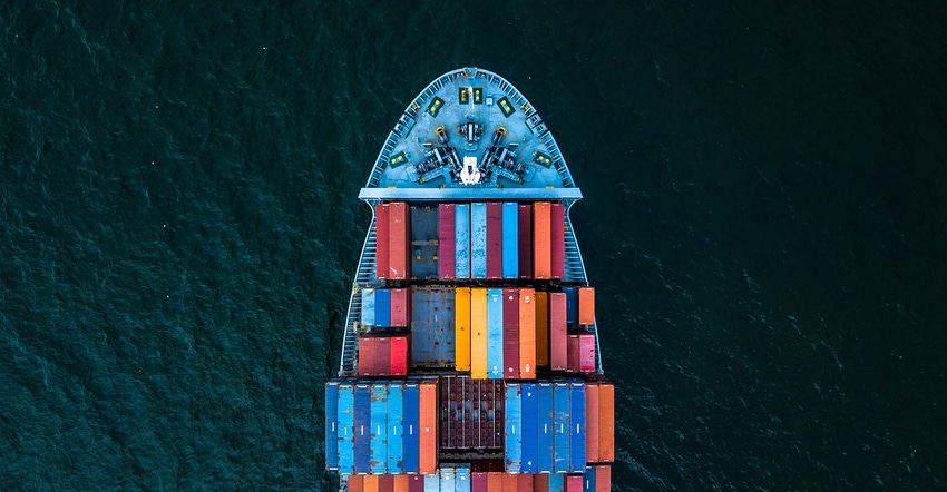 International Container Cargo ship in operation.