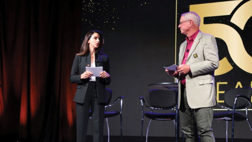 Almond Board of California chairwoman Alexi Rodriguez, left, and President and CEO Richard Waycott