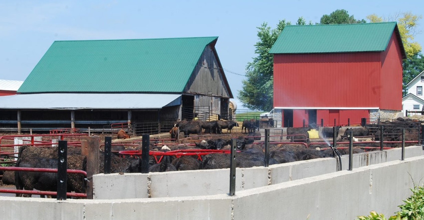 ranch with cattle in pens