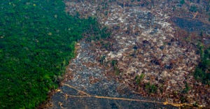 Aerial view of deforestation in Nascentes da Serra do Cachimbo Biological Reserve in Altamira, Para state, Brazil, in the Ama