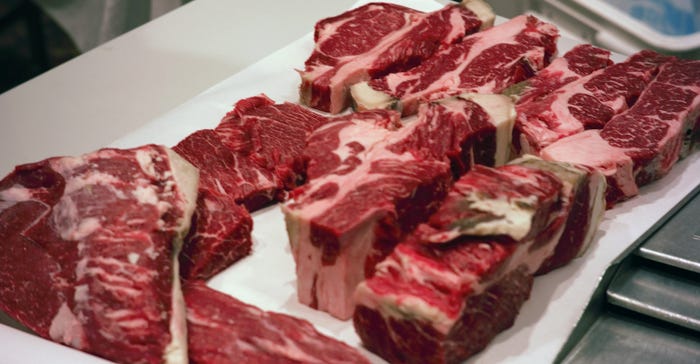 various raw beef steaks
