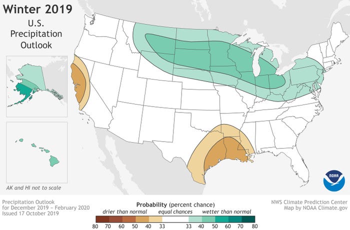 Winter 2019 U.S. Precipitation Outlook Map