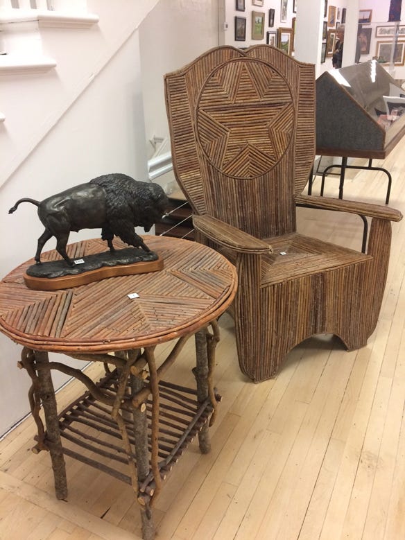willow inlaid table and chair 