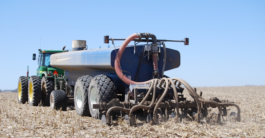 manure  being applied to field