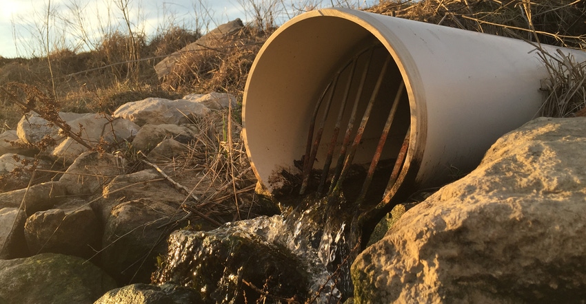 water runoff coming out of drain pipe