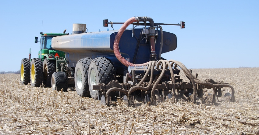 Manure being applied to field