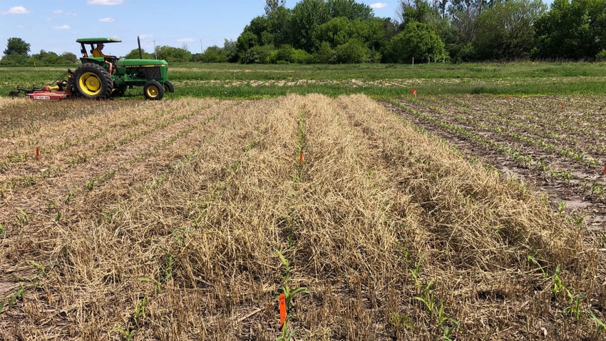 Tractor in ISU experimental plot