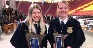 Morgan Hoffman received first place at the Minnesota FFA Agricultural Communication Proficiency Awards as well Samantha Moser