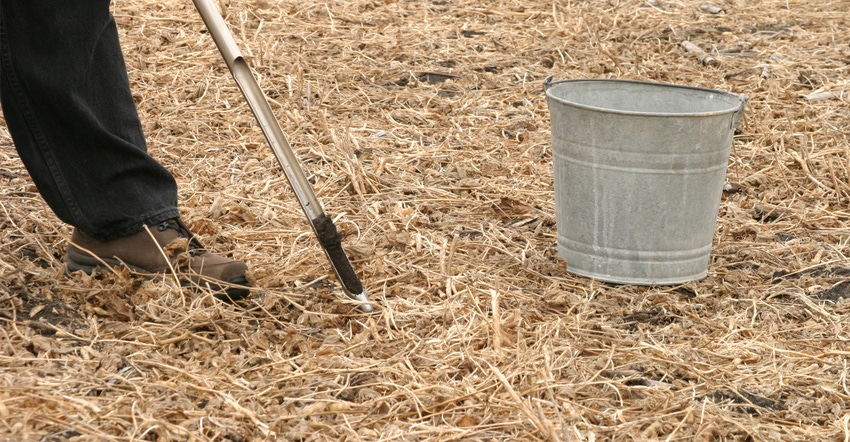 Person collecting soil samples
