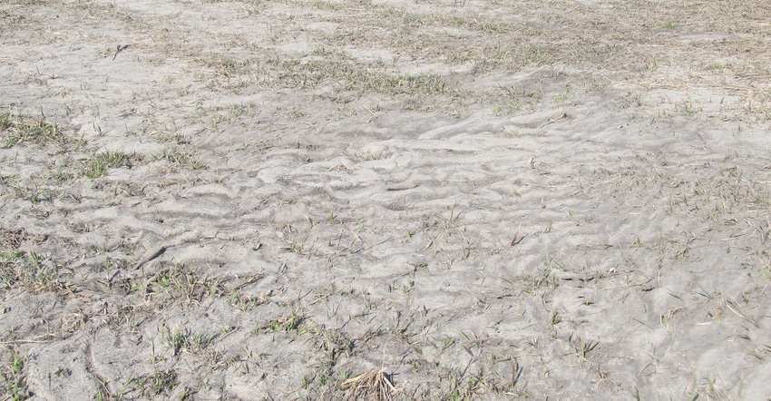 Sand and debri on farmland in Iowa Sand and debri on farmland in Iowa
