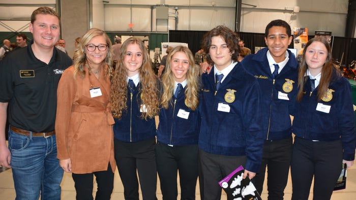 Drew Kelham, Abigail Powell, Eliza Uliczny, Ruby Kivett, Callen Johnson, Dupree Henry and Joani Hancock at the Purdue Ag Alum