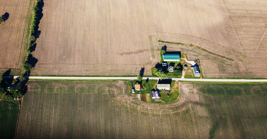 aerial of Illinois farmland.