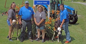 Hannah, Stacy, Marcia and Hunter Dean of Cooley Farm with two calves 