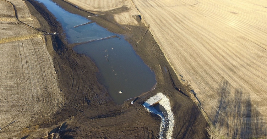 Aerial view of a water quality bioreactor