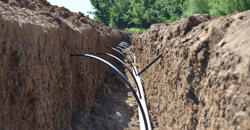 sub-surface drip irrigation being installed