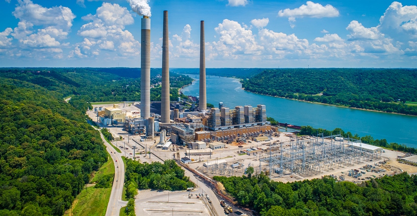 Aerial View of Coal Fired Power Plant on the Ohio River