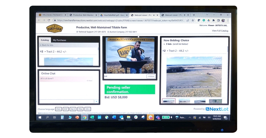 Online auction screen from Ranch and Farm Auctions Online auction screen from Ranch and Farm Auctions
