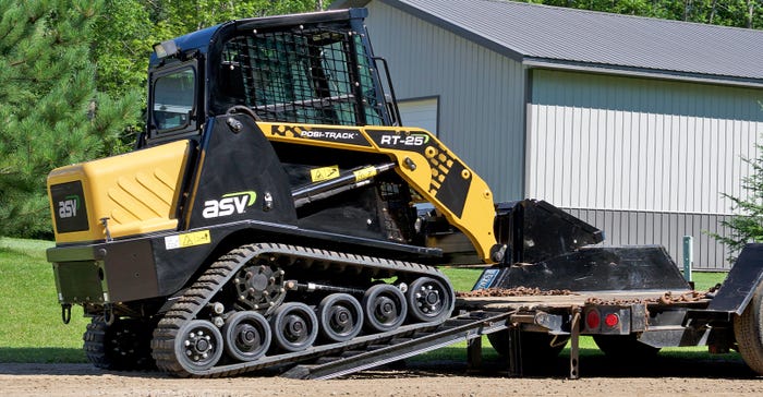 ASV RT25 compact track loader is driven up on trailer