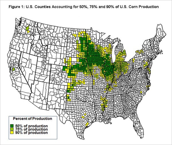 corn production by county