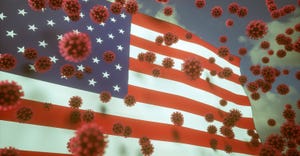 Coronavirus covid-19 and American flag illustration