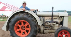  Tracy Hays with his antique Fordson F tractor