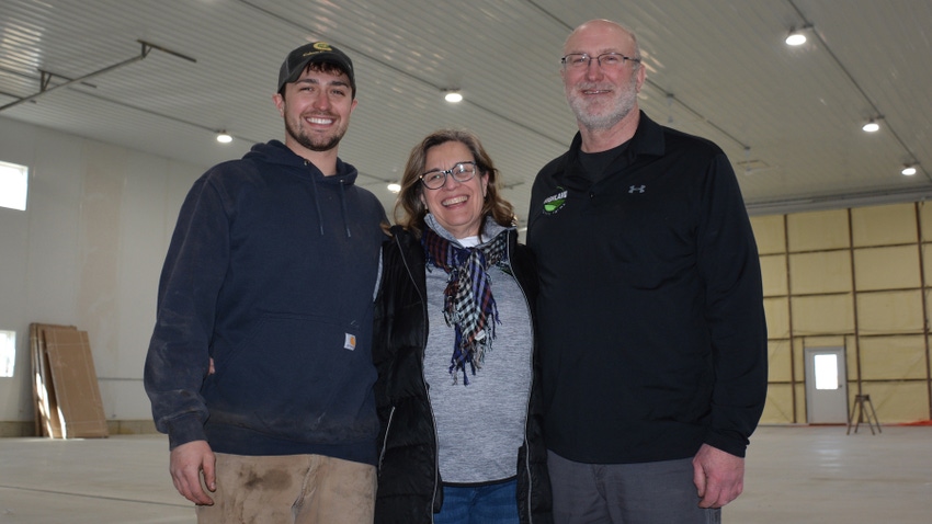 Gabe, Kristin and Pat Duncanson in new farm operations center