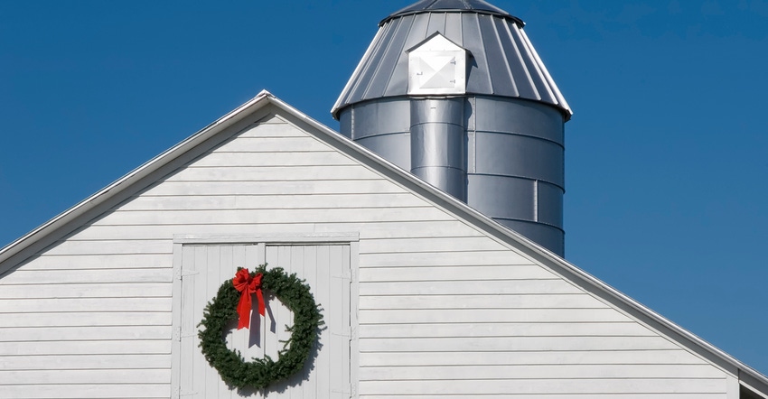 Barn with Holiday Wreath for Country Christmas Barn with Holiday Wreath for Country Christmas