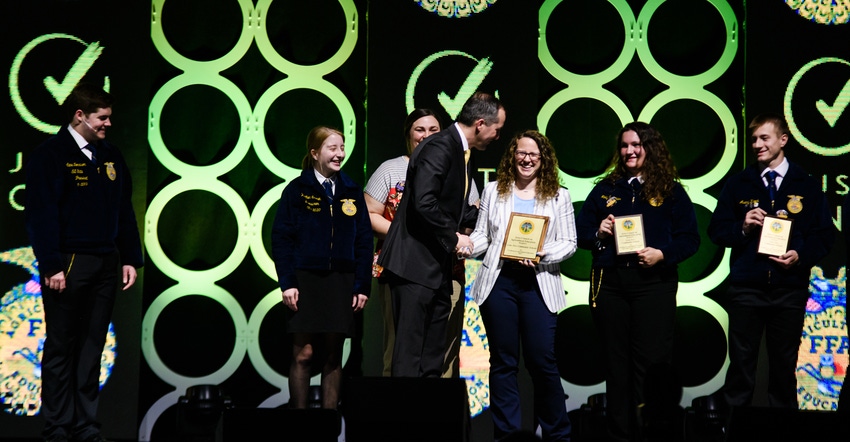 Iowa Secretary of Agriculture Mike Naig and Bridget Mahoney at the FFA annual conference in Ames
