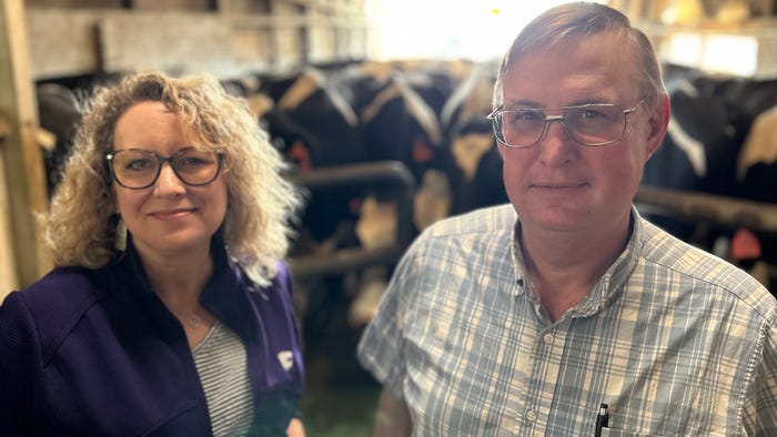 Kansas Dairy CEO Janet Bailey and dairy Extension specialist Mike Brouk 