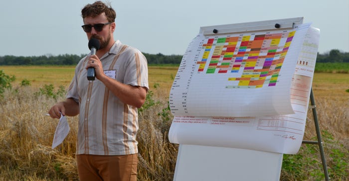 Willie Hughes talking at a field demonstration