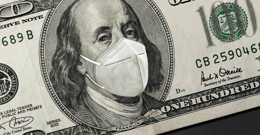 hundred dollar bill wearing surgical mask