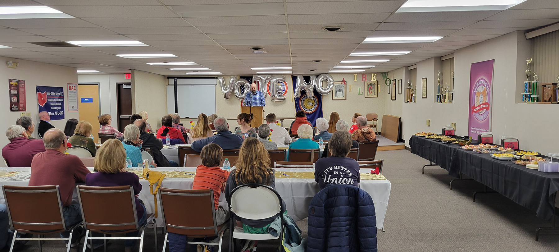 Courtesy of Tracy Sabetta - Farmer speaking to a room full of people