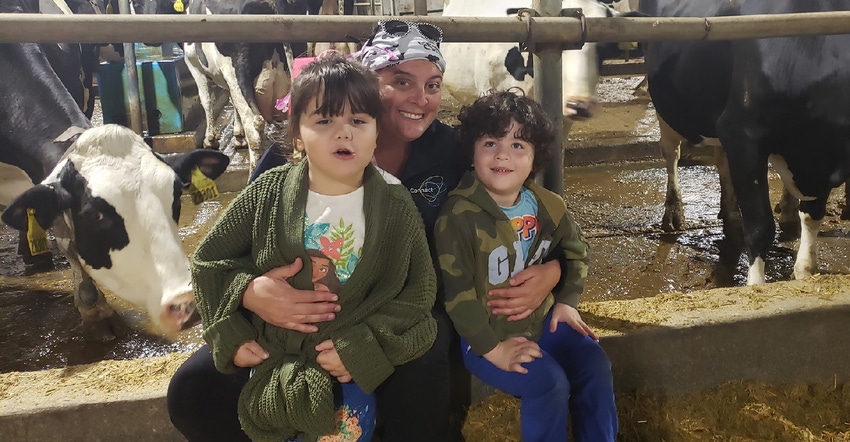 Jill Houin welcomes two kids to the cow barn